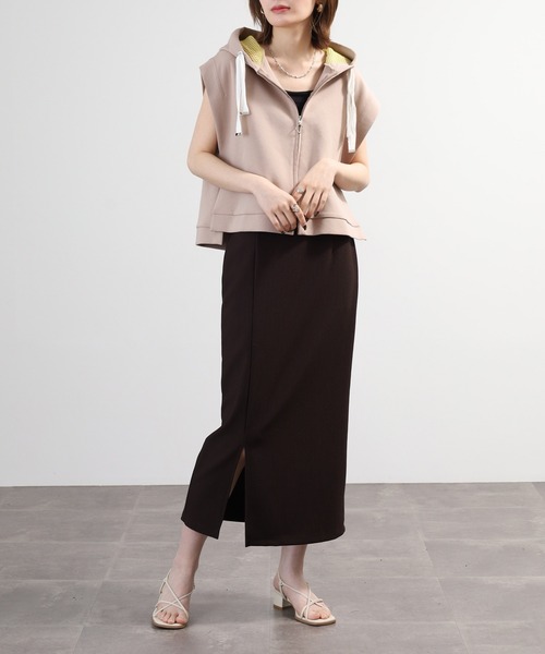 EGLANTINE(エグランティーヌ)の「EGLANTINE セットアップ対応 メッシュジップパーカーベスト(ベスト・レディース・ネイビー/ベージュ/シルバーグレー・40)」の16枚目の写真