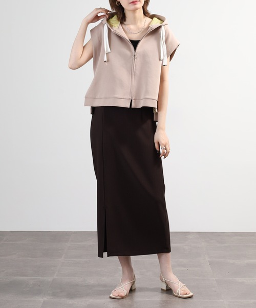 EGLANTINE(エグランティーヌ)の「EGLANTINE セットアップ対応 メッシュジップパーカーベスト(ベスト・レディース・ネイビー/ベージュ/シルバーグレー・40)」の17枚目の写真