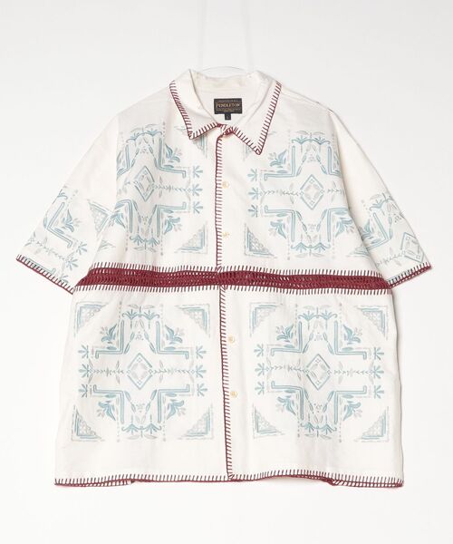 PENDLETON（ペンドルトン）の「【PENDLETON】S/S Kapok Crochet Shirt（シャツ/ブラウス・メンズ・グリーン/コーラル・MEDIUM/LARGE）」の4枚目の写真