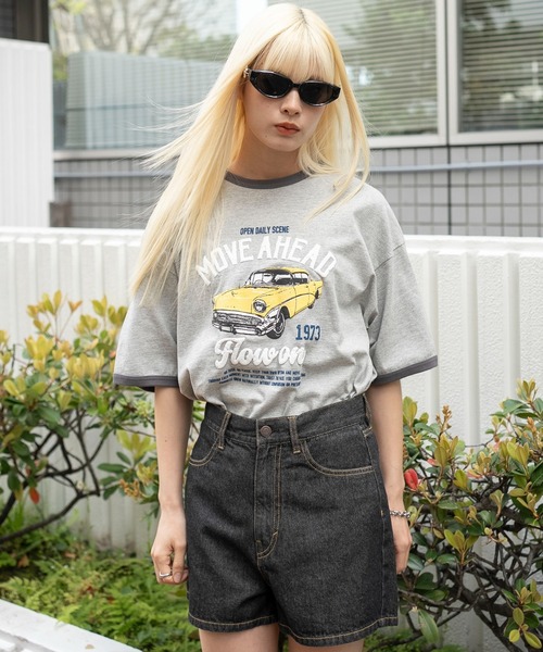 WEGO（ウィゴー）の「WEGO/【26年春夏新作】グラフィックリンガーT（Tシャツ/カットソー・メンズ・グレー/ネイビー/ホワイト・MEDIUM/LARGE）」の3枚目の写真