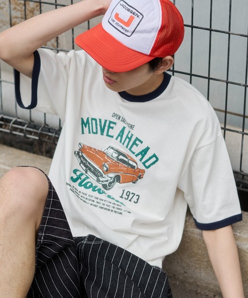 WEGO（ウィゴー）の「WEGO/【26年春夏新作】グラフィックリンガーT（Tシャツ/カットソー・メンズ・グレー/ネイビー/ホワイト・MEDIUM/LARGE）」の2枚目の写真