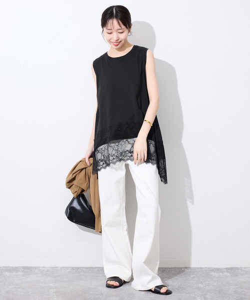 レースコンビノースリカットソー（Tシャツ/カットソー）｜SLOBE IENA