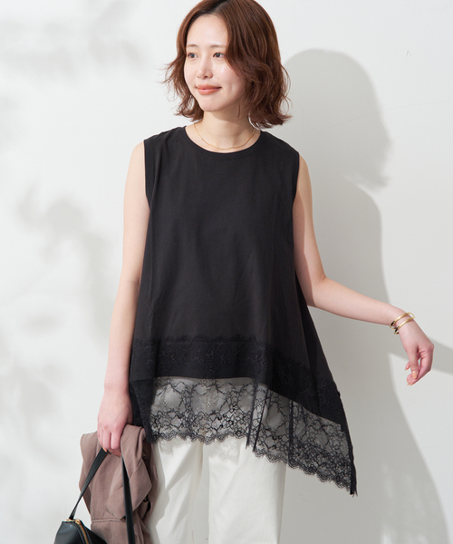 レースコンビノースリカットソー（Tシャツ/カットソー）｜SLOBE IENA