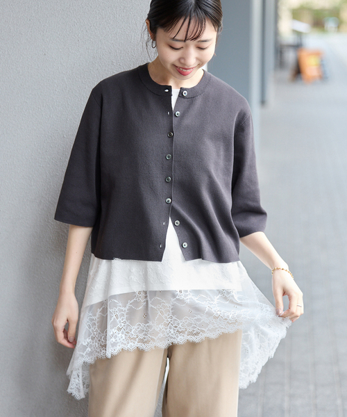 レースコンビノースリカットソー（Tシャツ/カットソー）｜SLOBE IENA