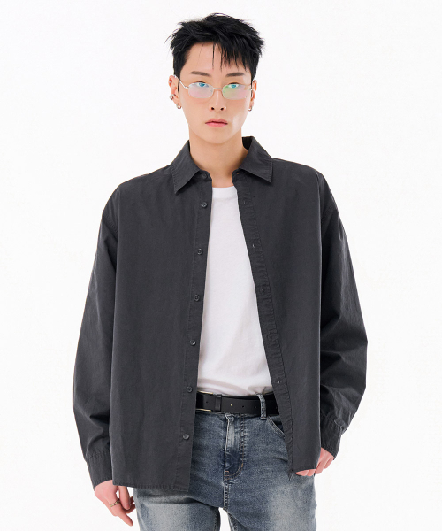 CHASECULT(チェイスカルト)の「男性ピグメントシャツ-FARK5432B09(シャツ/ブラウス・メンズ・ダークグレー・95/100/105)」の2枚目の写真