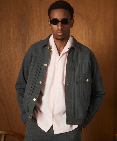 schott(ショット)の「Schott/ショット/LOT. 763J STRIPE FRISCO/ストライプ フリスコ(ブルゾン・メンズ・ブラック/チャコール・XL/2XL/M/L)」の2枚目の写真