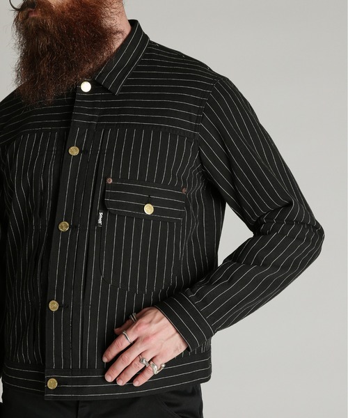 schott(ショット)の「Schott/ショット/LOT. 763J STRIPE FRISCO/ストライプ フリスコ(ブルゾン・メンズ・ブラック/チャコール・XL/2XL/M/L)」の8枚目の写真