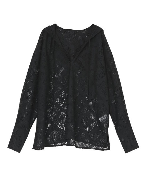Re:EDIT（リエディ）の「[2026 SUMMER COLLECTION]ストレッチブロックレースフードシャツ（シャツ/ブラウス・レディース・アイボリー/ブラック・LARGE/MEDIUM）」の19枚目の写真