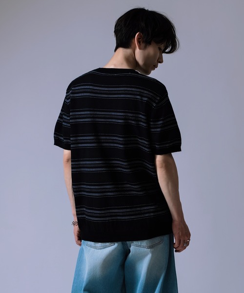 Crownor(クラウノアー)の「ジャガード ボーダー ニット Tシャツ(ニット/セーター・メンズ・ブラック/グリーン/ホワイト・LARGE/MEDIUM)」の10枚目の写真