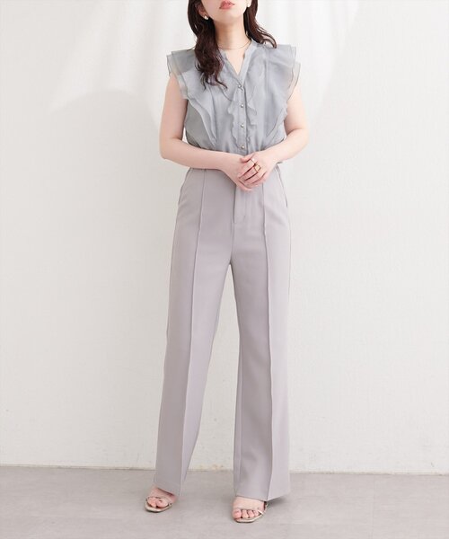 natural couture(ナチュラルクチュール)の「シアープリントラッフルブラウス(シャツ/ブラウス・レディース・ネイビー/チェック/ストライプ/イエロー/ピンク/グレー/ピンク系その他/ブラック・FREE)」の17枚目の写真