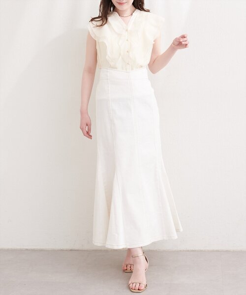 natural couture(ナチュラルクチュール)の「シアープリントラッフルブラウス(シャツ/ブラウス・レディース・ネイビー/チェック/ストライプ/イエロー/ピンク/グレー/ピンク系その他/ブラック・FREE)」の11枚目の写真