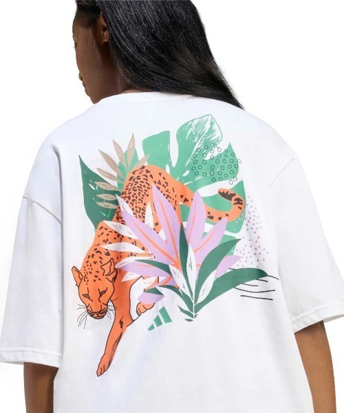 adidas(アディダス)の「アディダス adidas アニマル オーバーサイズ グラフィック Tシャツ(Tシャツ/カットソー・レディース・ベージュ/ベビーピンク/ブラック・S/M/L/XL)」の7枚目の写真