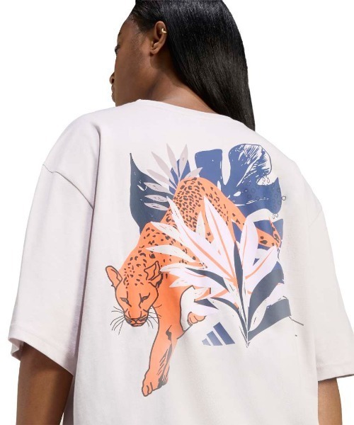 adidas(アディダス)の「アディダス adidas アニマル オーバーサイズ グラフィック Tシャツ(Tシャツ/カットソー・レディース・ベージュ/ベビーピンク/ブラック・S/M/L/XL)」の11枚目の写真
