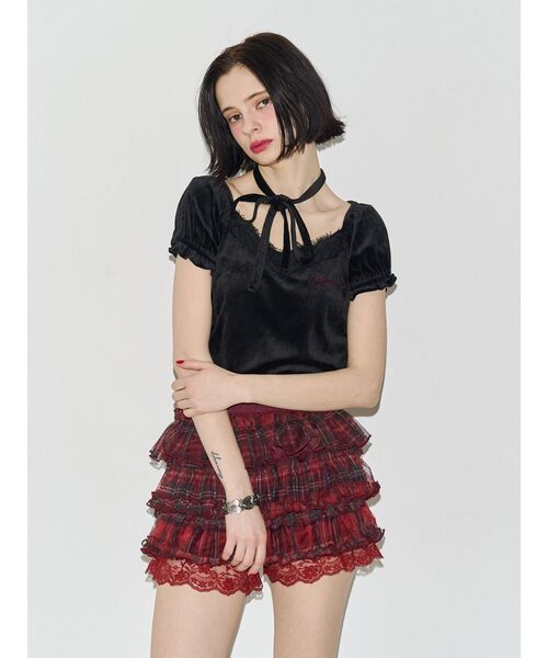 jouetie(ジュエティ)の「ボリュームチュールティアードパンツ(その他パンツ・レディース・ブラウン/レッド/ブラック/オフホワイト・FREE)」の7枚目の写真