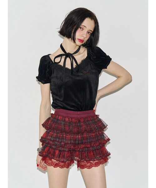 jouetie(ジュエティ)の「ボリュームチュールティアードパンツ(その他パンツ・レディース・ブラウン/レッド/ブラック/オフホワイト・FREE)」の8枚目の写真