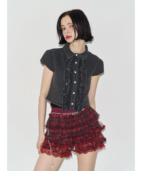 jouetie(ジュエティ)の「ボリュームチュールティアードパンツ レースパンツ インナーパンツ 赤チェック(その他パンツ・レディース・ブラウン/レッド/ブラック/オフホワイト・FREE)」の15枚目の写真