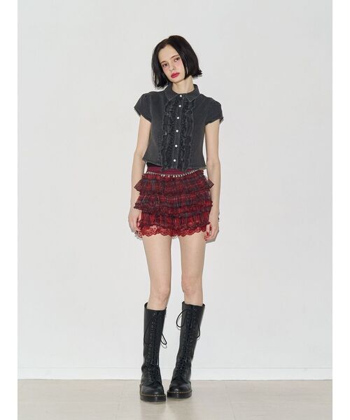 jouetie(ジュエティ)の「ボリュームチュールティアードパンツ レースパンツ インナーパンツ 赤チェック(その他パンツ・レディース・ブラウン/レッド/ブラック/オフホワイト・FREE)」の17枚目の写真