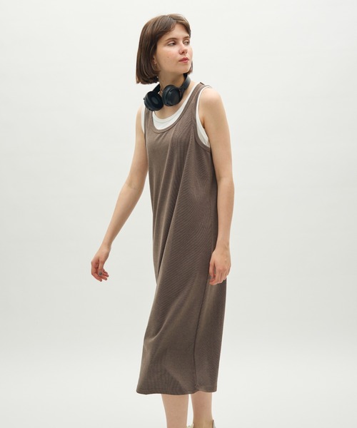 full/fill.(フルフィル)の「layered tank long onepiece / レイヤードタンクロングワンピース(ワンピース・レディース・グレー/ブラウン・FREE)」の1枚目の写真