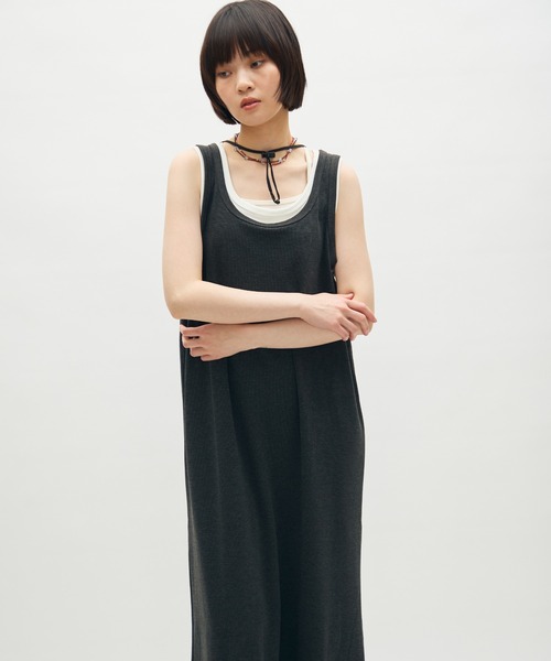 full/fill.(フルフィル)の「layered tank long onepiece / レイヤードタンクロングワンピース(ワンピース・レディース・グレー/ブラウン・FREE)」の2枚目の写真