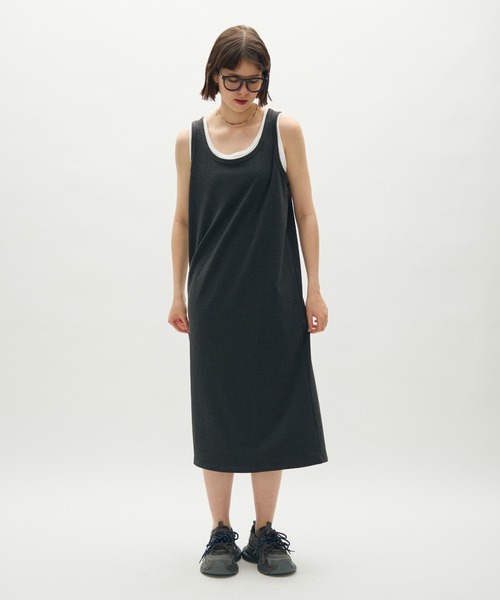 full/fill.(フルフィル)の「layered tank long onepiece / レイヤードタンクロングワンピース(ワンピース・レディース・グレー/ブラウン・FREE)」の17枚目の写真