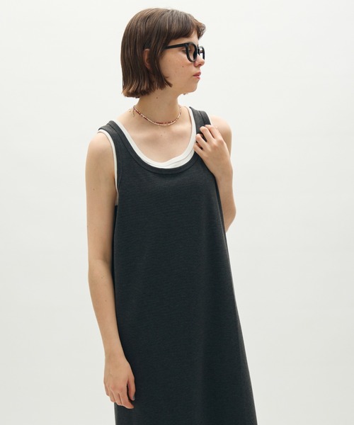 full/fill.(フルフィル)の「layered tank long onepiece / レイヤードタンクロングワンピース(ワンピース・レディース・グレー/ブラウン・FREE)」の13枚目の写真