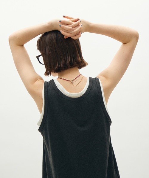 full/fill.(フルフィル)の「layered tank long onepiece / レイヤードタンクロングワンピース(ワンピース・レディース・グレー/ブラウン・FREE)」の16枚目の写真
