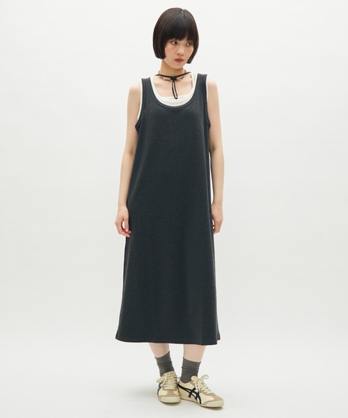 full/fill.(フルフィル)の「layered tank long onepiece / レイヤードタンクロングワンピース(ワンピース・レディース・グレー/ブラウン・FREE)」の8枚目の写真
