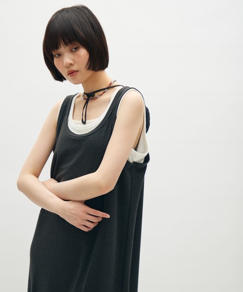 full/fill.(フルフィル)の「layered tank long onepiece / レイヤードタンクロングワンピース(ワンピース・レディース・グレー/ブラウン・FREE)」の6枚目の写真