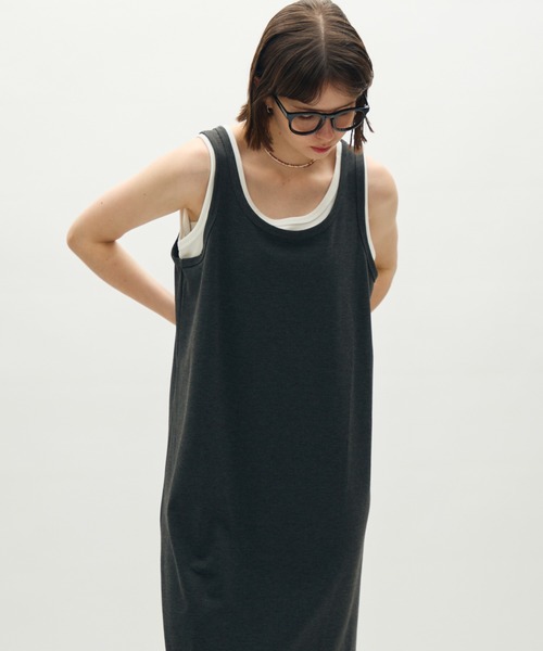 full/fill.(フルフィル)の「layered tank long onepiece / レイヤードタンクロングワンピース(ワンピース・レディース・グレー/ブラウン・FREE)」の12枚目の写真