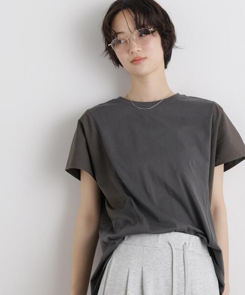 NANO universe(ナノユニバース)の「タフタコンビバックギャザーデザインカットトップス(Tシャツ/カットソー・レディース・ライトベージュ/ホワイト/チャコール・FREE)」の10枚目の写真