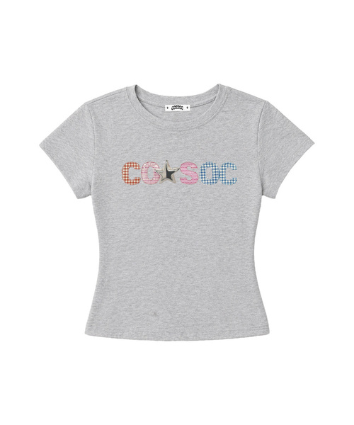 COSO(コソ)の「CCウーマンキャッチクロップTシャツ_4カラー(Tシャツ/カットソー・レディース・イエロー/ホワイト/ライトグレー/ミント・MEDIUM/SMALL)」の2枚目の写真
