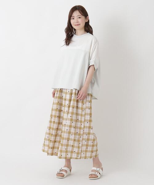 one'sterrace（ワンズテラス）の「ジャカードチェック 9分丈フレアパンツ（その他パンツ・レディース・ブラック系8/イエロー系8/ネイビー系5・02）」の9枚目の写真