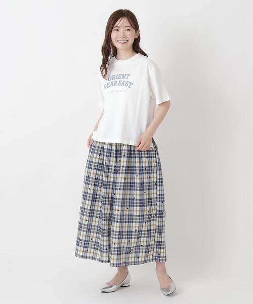one'sterrace（ワンズテラス）の「ジャカードチェック 9分丈フレアパンツ（その他パンツ・レディース・ブラック系8/イエロー系8/ネイビー系5・02）」の5枚目の写真
