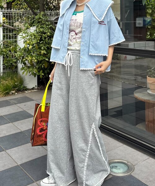 HELLO.SANFRANCISCO（ハローサンフランシスコ）の「【HELLO.SANFRANCISCO/ハローサンフランシスコ】レースウエストスウェットパンツ（スウェットパンツ・レディース・グレー/イエロー/ライトグレー・MEDIUM/SMALL）」の17枚目の写真