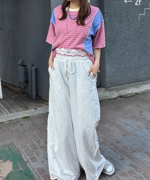 HELLO.SANFRANCISCO（ハローサンフランシスコ）の「【HELLO.SANFRANCISCO/ハローサンフランシスコ】レースウエストスウェットパンツ（スウェットパンツ・レディース・グレー/イエロー/ライトグレー・MEDIUM/SMALL）」の12枚目の写真