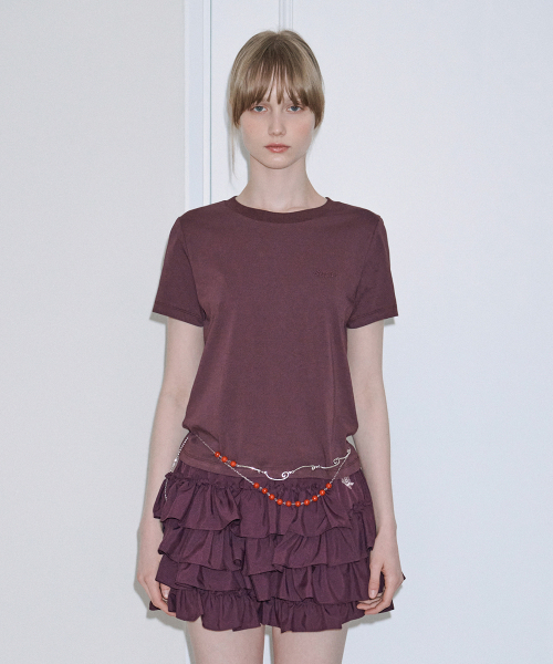 SINOON(シヌーン)の「Logo Basic T-Shirt (Plum)(Tシャツ/カットソー・レディース・バーガンディー・FREE)」の1枚目の写真