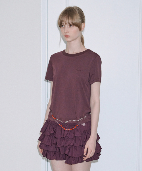 SINOON(シヌーン)の「Logo Basic T-Shirt (Plum)(Tシャツ/カットソー・レディース・バーガンディー・FREE)」の2枚目の写真