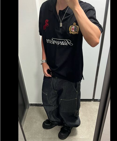 FLAVORISM(フレーバリズム)の「Red horse Pique Shirt (TT0097)(Tシャツ/カットソー・メンズ・ブラック・SMALL/LARGE/MEDIUM)」の5枚目の写真