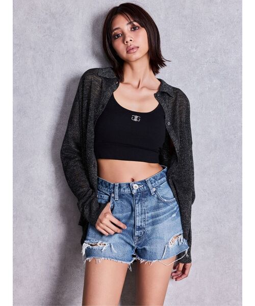GYDA(ジェイダ)の「ラメSHEERニットシャツ(シャツ/ブラウス・レディース・ブラック/ライトブルー・FREE)」の4枚目の写真