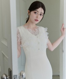 polaura（ポローラ）の「レースフリルニットワンピース（ワンピース）」