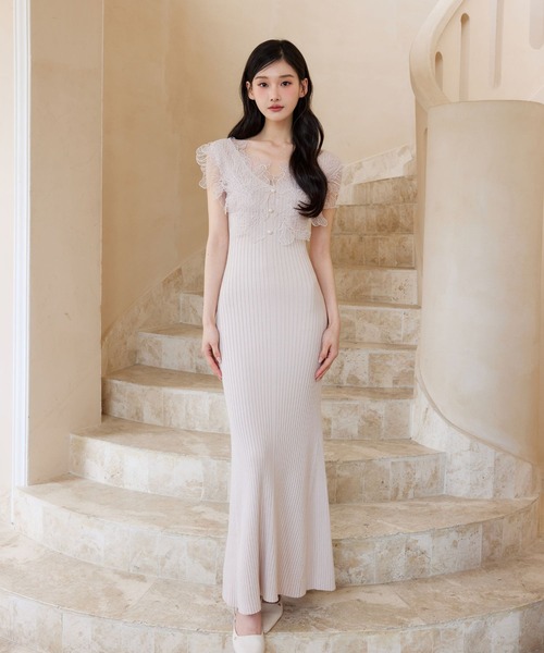 polaura(ポローラ)の「レースフリルニットワンピース(ワンピース・レディース・オフホワイト/ライラック/ベビーピンク/ブラック/ライトブルー・M/S)」の19枚目の写真