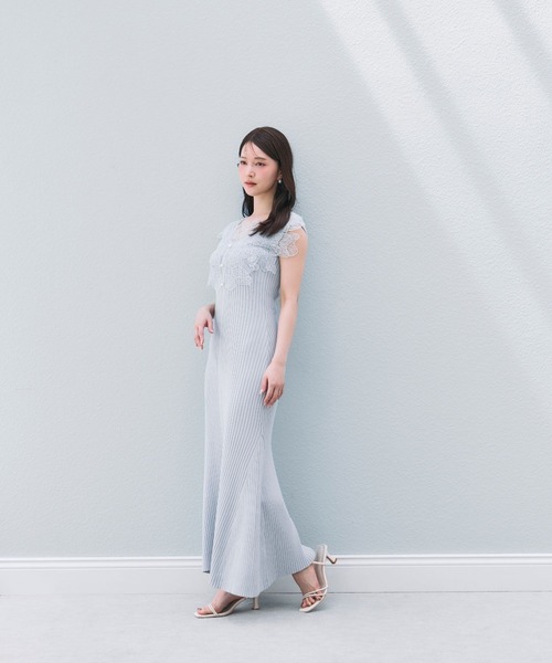 polaura(ポローラ)の「レースフリルニットワンピース(ワンピース・レディース・オフホワイト/ライラック/ベビーピンク/ブラック/ライトブルー・M/S)」の17枚目の写真