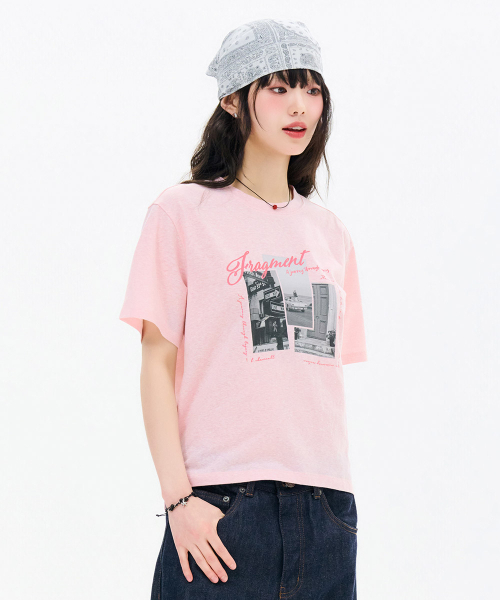 CHASECULT(チェイスカルト)の「レディーススラブプリント半袖Tシャツ-FCRG5871E0P(Tシャツ/カットソー・レディース・ピンク・85/90)」の3枚目の写真