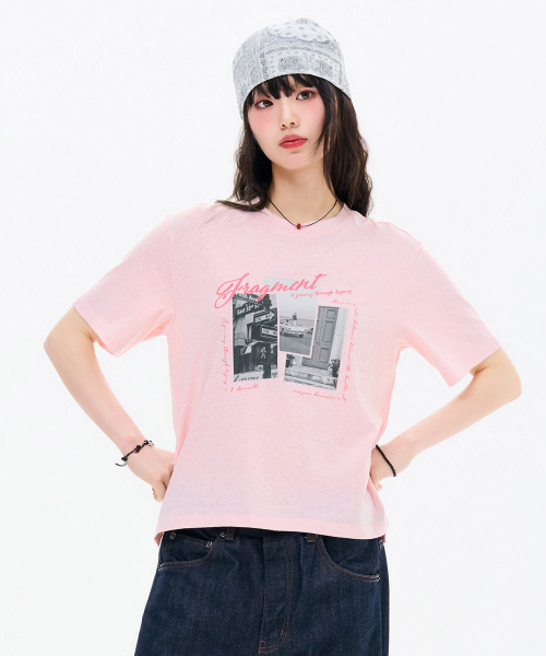 CHASECULT(チェイスカルト)の「レディーススラブプリント半袖Tシャツ-FCRG5871E0P(Tシャツ/カットソー・レディース・ピンク・85/90)」の4枚目の写真