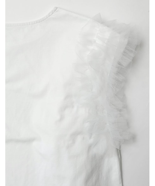 MEISM（ミズム）の「[2026 SUMMER COLLECTION][MEISM by Re:EDIT][接触冷感][UVカット]チュールフリルノースリ―ブカットソー（Tシャツ/カットソー・レディース・ブラック/ホワイト・LARGE/MEDIUM）」の15枚目の写真