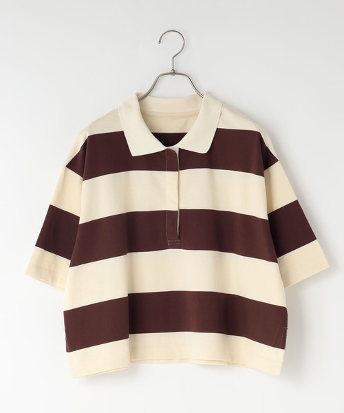 LOWRYS FARM（ローリーズファーム）の「ラガーＴＥＥ 804463（Tシャツ/カットソー・レディース・ブラウン/ネイビー・FREE）」の2枚目の写真