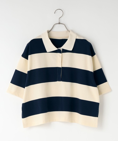 LOWRYS FARM（ローリーズファーム）の「ラガーＴＥＥ 804463（Tシャツ/カットソー・レディース・ブラウン/ネイビー・FREE）」の3枚目の写真