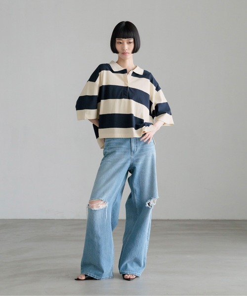 LOWRYS FARM(ローリーズファーム)の「ラガーTEE 804463(Tシャツ/カットソー・レディース・ブラウン/ネイビー・FREE)」の16枚目の写真