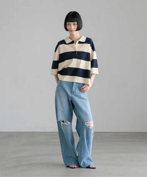 LOWRYS FARM(ローリーズファーム)の「ラガーTEE 804463(Tシャツ/カットソー・レディース・ブラウン/ネイビー・FREE)」の15枚目の写真