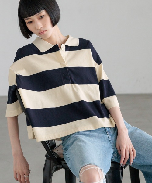 LOWRYS FARM(ローリーズファーム)の「ラガーTEE 804463(Tシャツ/カットソー・レディース・ブラウン/ネイビー・FREE)」の13枚目の写真
